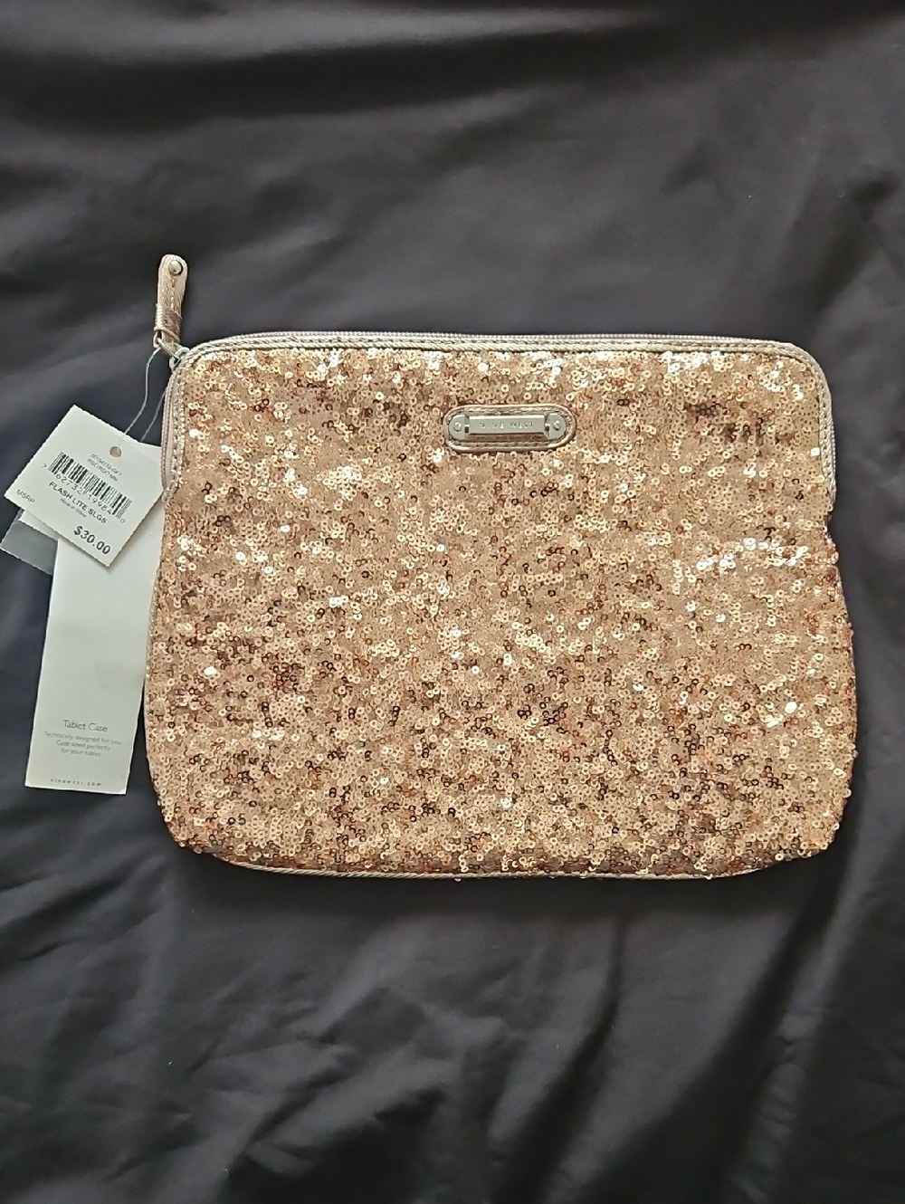 Nine West Sequined Rose Gold Clutch NWT